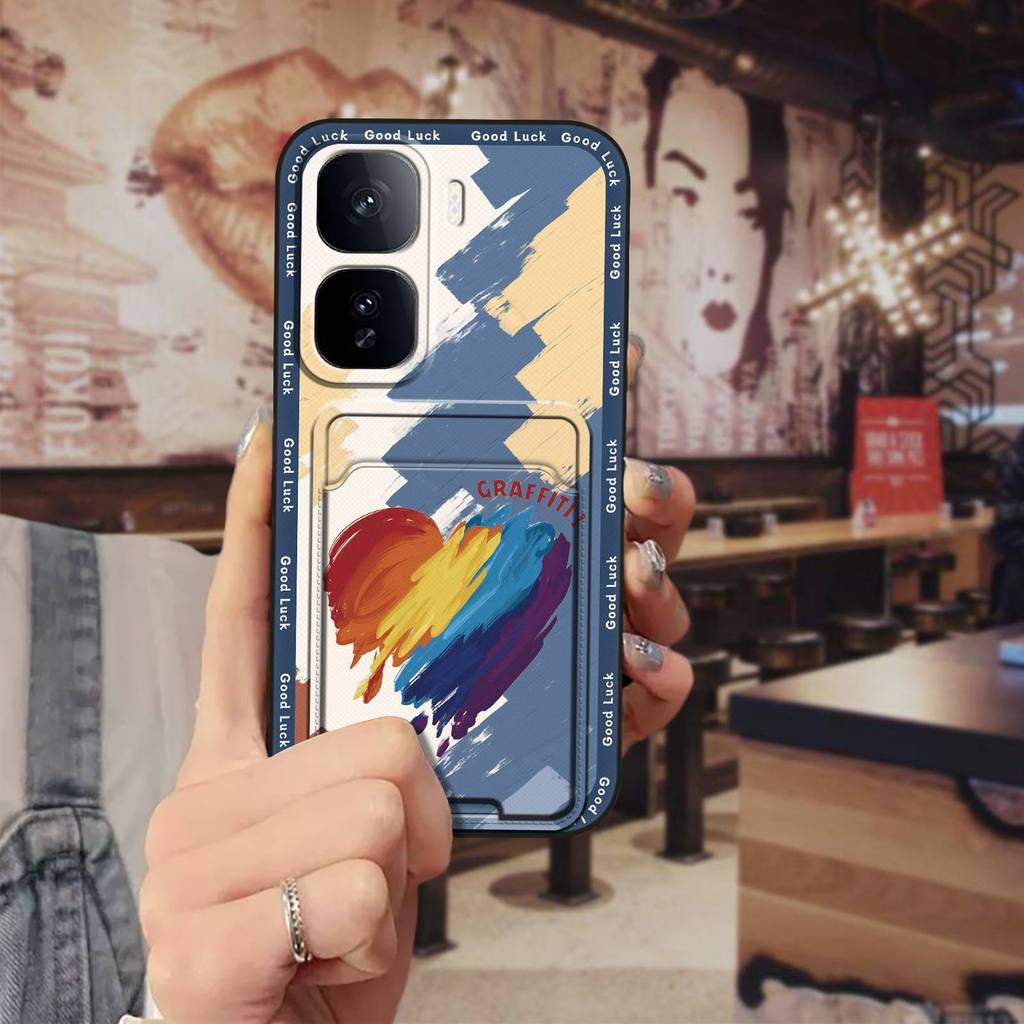 Ốp Lưng Chống Bụi Bẩn Ốp lưng VIVO IQOO Neo10 Trung Quốc / NEO10 Pro Vỏ Mềm Silicon Graffiti Thiết Kế Thời Trang Tay Thẻ Chống Thấm Nước Bọc Toàn Bộ TPU Chống Sốc Khe Cắm Thẻ Dễ Thương