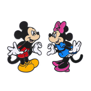 2 Cái / bộ Dễ Thương Mickey & Minnie Kim Loại Men Chân Hợp Kim Huy Hiệu Ba Lô Trâm Cài