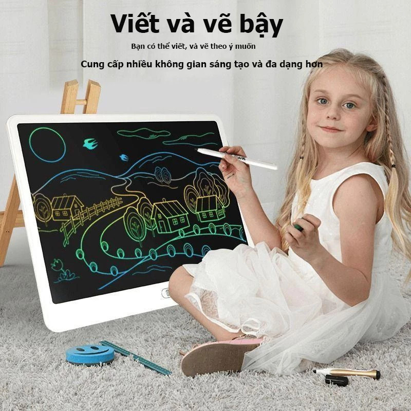 Bảng vẽ tự xóa điện tử, bảng viết vẽ thông minh 13-16 inch màn hình LCD đa sắc đồ họa đẹp kèm bút vẽ