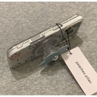 Sang Trọng Màu Trắng Dòng Hoa Từ Giá Đỡ Ốp lưng iPhone 17 Pro Max 16 15 14 13 Pro Max Chống Sốc Bảo Vệ Camera Ốp Lưng Cứng Chống Rơi