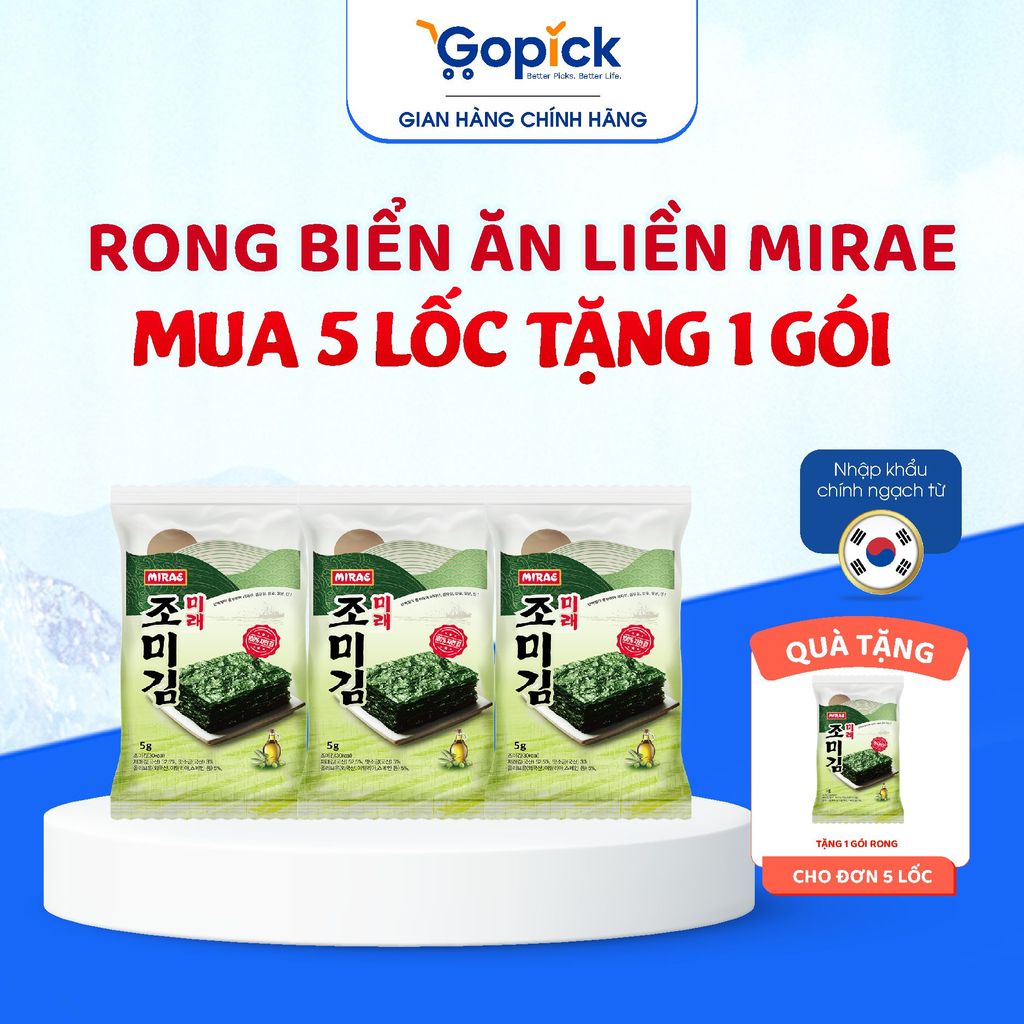 Lốc 3 gói rong biển ăn liền vị trà xanh oliu Mirae ăn liền nội địa Hàn Quốc mới về, tốt cho sức khỏe