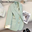 Áo Blazers Nữ Xanh và Trắng, Phù Hợp Mặc Đi Làm