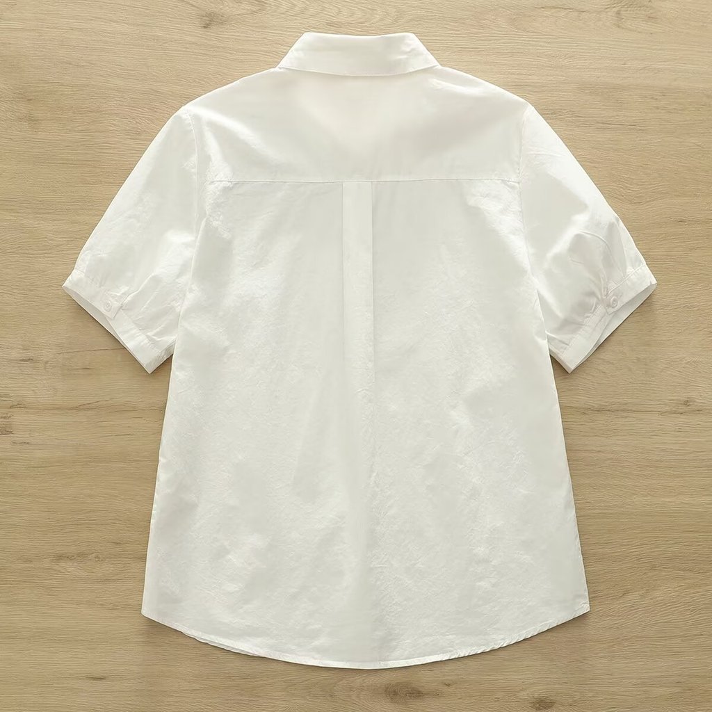 Hàng sẵn có Plus Size XL - Áo sơ mi Cotton thêu tay, thoáng mát cho mùa hè