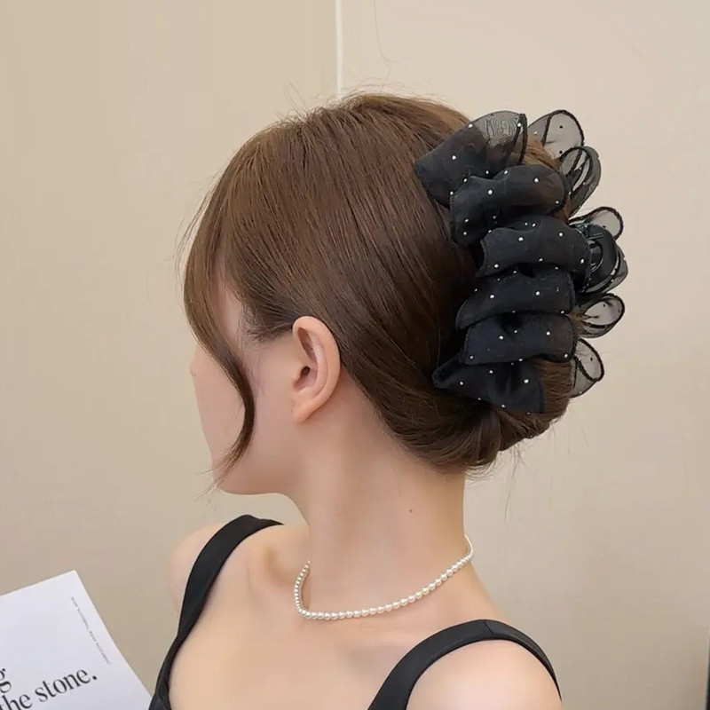 Kẹp tóc lưới cao cấp xếp ly phong cách mới dành cho nữ