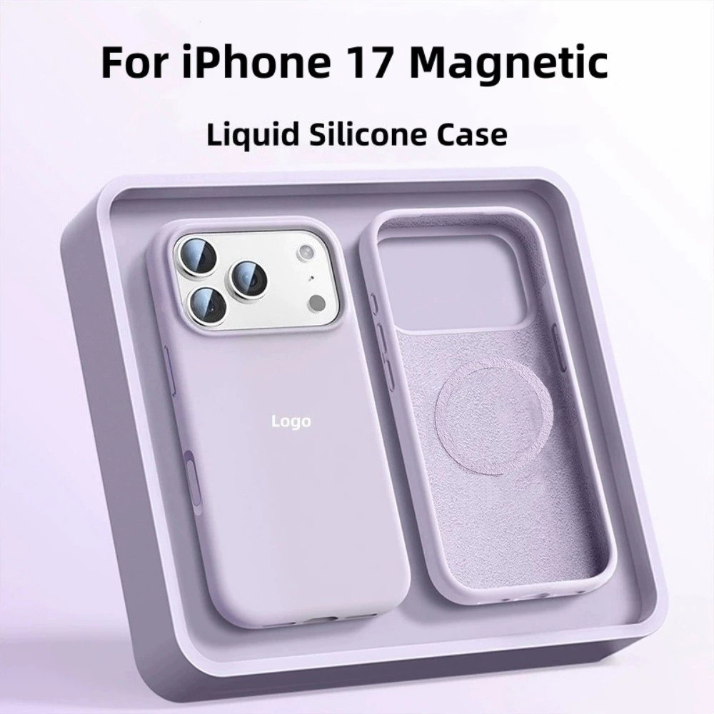 Ốp Điện Thoại Silicon Lỏng Màu Tím Morandi Từ Tính Cho iPhone 17 Pro Max 17Air 16 Plus 15 14 13 Vỏ Bảo Vệ Chống Sốc