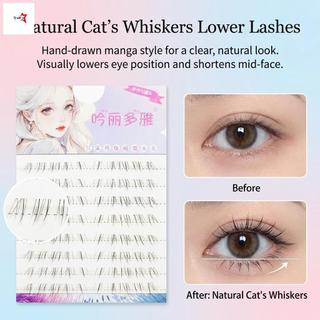 Manga Phong Cách Lông Mi Dưới Vẽ Tay Mèo Whisker C Curl Trang Điểm Trong Suốt Tự Nhiên 5-7mm