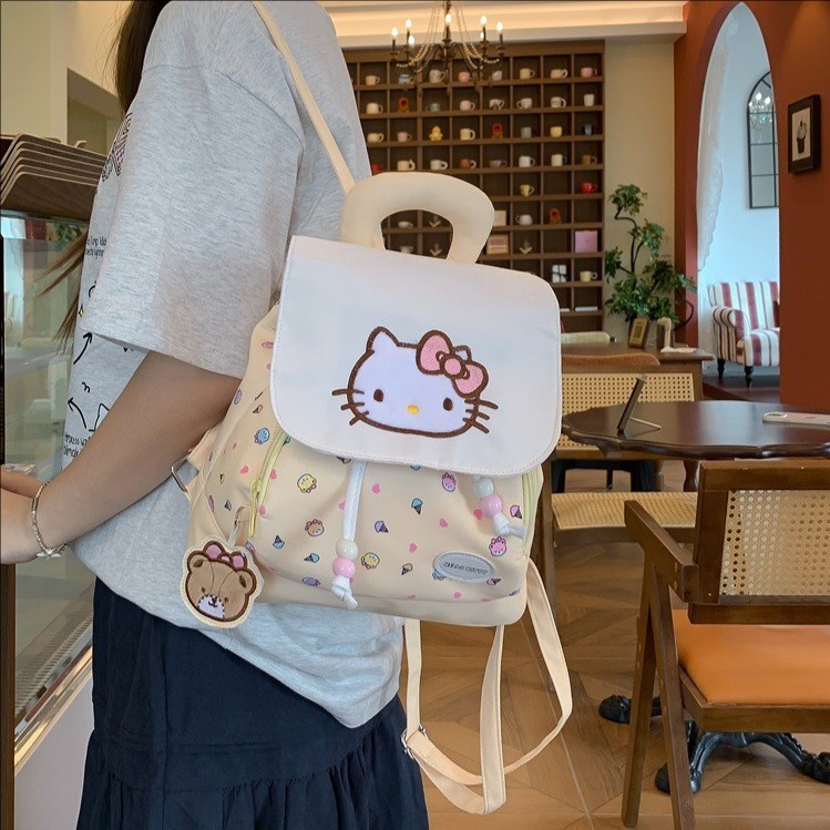 GC2 Sanrio HELLO KITTY Ba lô dành cho học sinh Công suất lớn In nhẹ Túi đi học nữ dễ thương CG2