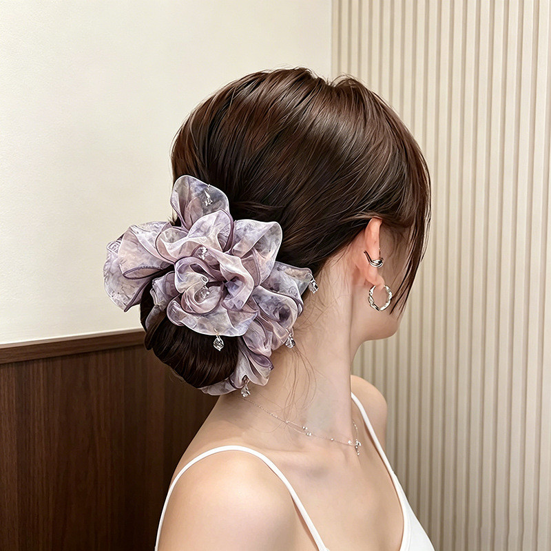 Scrunchy Dây Buộc Tóc Phong Cách Mới 2026 - Hoạ Tiết Hoa, Thích Hợp Cho Styling Tóc và Đeo Làm Mũ Đội Đầu
