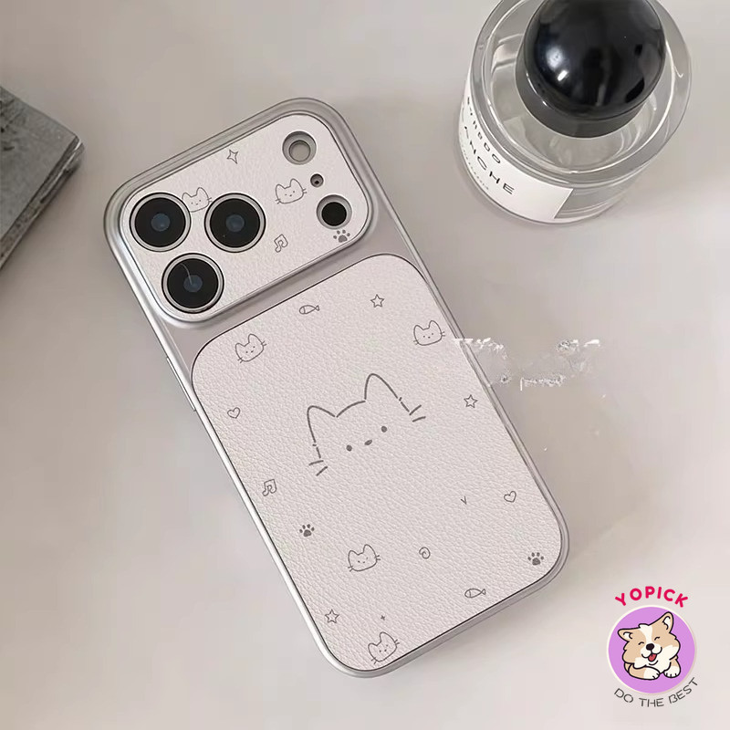 Ốp điện thoại đầu mèo đơn giản Iphone 17 Pro Max iPhone 16 Pro 16 Plus skin 15 Pro Max cover silicone 14 Pro chống rơi 13 mẫu nữ full coverage Cửa sổ lớn KNTP