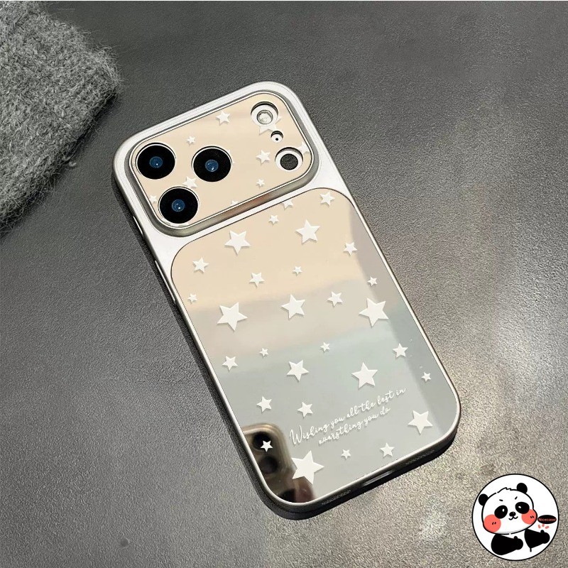 Ins Style Star Mirror Ốp Điện Thoại Realme 15 15T 14 14T 13 12 Pro Plus Lite GT Neo6 SE GT8 GT7 7T GT6 6T V23 V23i 5G 4G Vỏ Mềm Màu Bạc Dễ Thương
