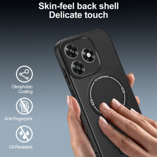 Dành Cho Honor X5c Plus / Play 10A 4G Ốp điện thoại Sợi Carbon Kết Cấu Mặt Sau Cứng Từ Tính Có Chân Đế Mềm TPU Cạnh Chống Sốc Mỏng Bao