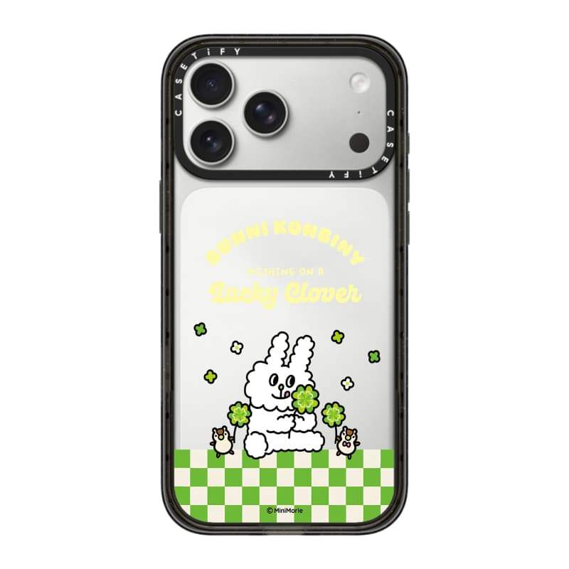 CASECASE X Vỏ cỏ ba lá Thỏ Đen / Xanh da trời / Hồng Bộ sưu tập kẹo Fizz Màu sắc trong suốt Cứng Hút từ tính Vỏ tác động cho Apple IPhone 13 14 15 16 17Pro Max Plus Có hộp