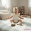 Bộ áo liền quần cổ tròn tay bay cho bé gái có băng đô mùa hè chắc chắn