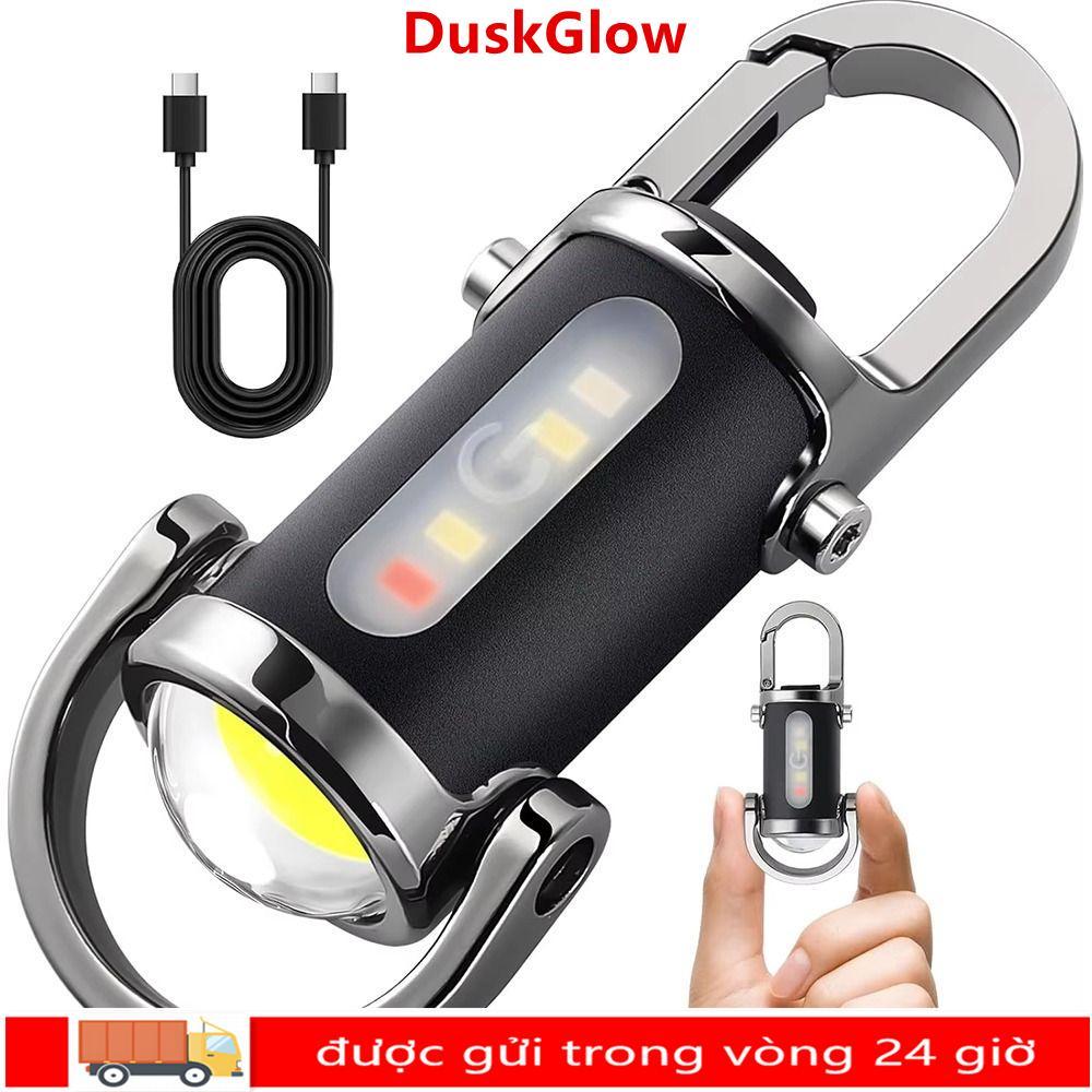 Đèn pin móc khóa DUSKGLOW, Đèn pin LED siêu sáng Mini, có đèn đỏ & xanh di động có thể sạc lại USB ngoài trời