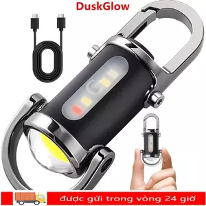 Đèn pin móc khóa DUSKGLOW, Đèn pin LED siêu sáng Mini, có đèn đỏ & xanh di động có thể sạc lại USB ngoài trời