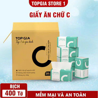 Thùng 20 Gói Giấy Ăn Rút Chữ C, Sz lớn 4 lớp cao cấp, gói 400 tờ 100 lần rút siêu dai TopGia Store 1