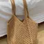 Lười Tote Phong Cách Mới Thường Ngày Đi Biển Túi Đeo Vai Rơm Handmade Dung Tích Lớn Kỳ Nghỉ Dệt Rỗng