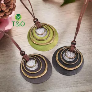 Dây chuyền mặt gỗ hình học nhiều lớp - Thời Trang Cổ Điển, Phù Hợp Làm Quà Tặng