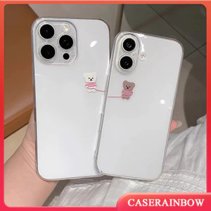 Cặp đôi hoạt hình gấu bông trong suốt gắn tương thích cho IPhone 16 17 11 15 13 14 12 Pro Max 17AIR 7 8 15 Plus X XR Max 7Plus