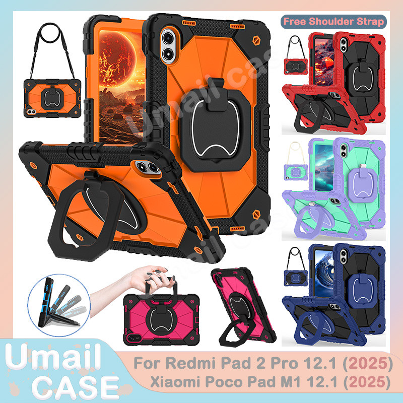 Ốp Chống Sốc Chắc Chắn Cho Redmi Pad 2 Pro 2025 5G Xiaomi Poco Pad M1 12.1inch 360° Hộp đựng máy tính bảng có tay cầm xoay