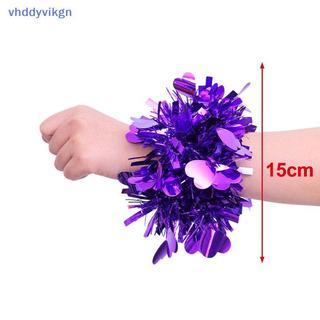 VHDD 10 Chiếc Đầy Màu Sắc Tinsel Vòng Tay Đàn Hồi Người Lớn Trẻ Em Đa Năng Khiêu Vũ Chống Đỡ Đội Cổ Vũ Tinsel Dây Đeo Tay VN