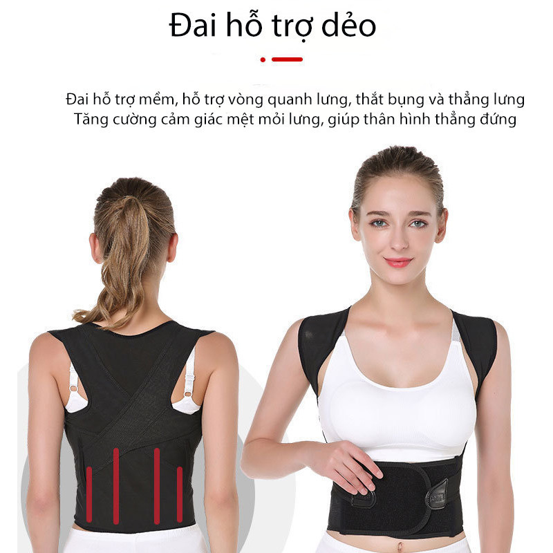Đai Chống Gù Lưng - Thiết Kế Mỏng Nhẹ Vô Hình, Chất Liệu Thoáng Khí Co Giãn, Cao Cấp, Dùng Chung Cho Nam & Nữ