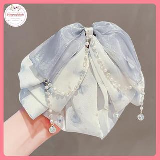 STHB Thanh Lịch Màu Hồng Voan Nút Thắt Đuôi Ngựa Kẹp Cảm Giác Cao Cấp Chảy sel Phụ Kiện Tóc Dành Cho Nữ Bé Gái VN