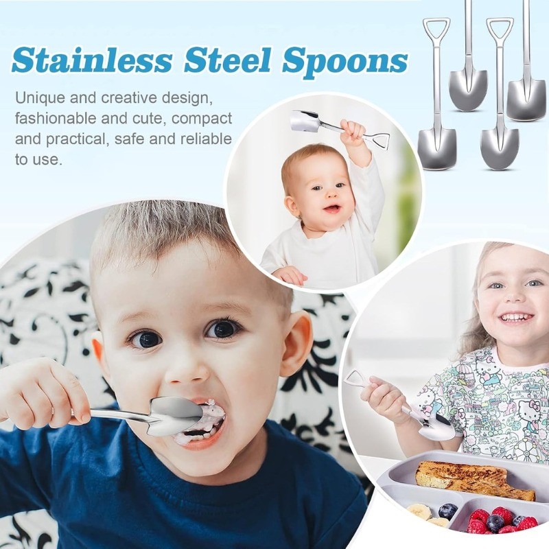 1 / 4 Bộ thìa cà phê bằng thép không gỉ Bộ dao kéo / Thớt sắt cổ điển Muỗng kem