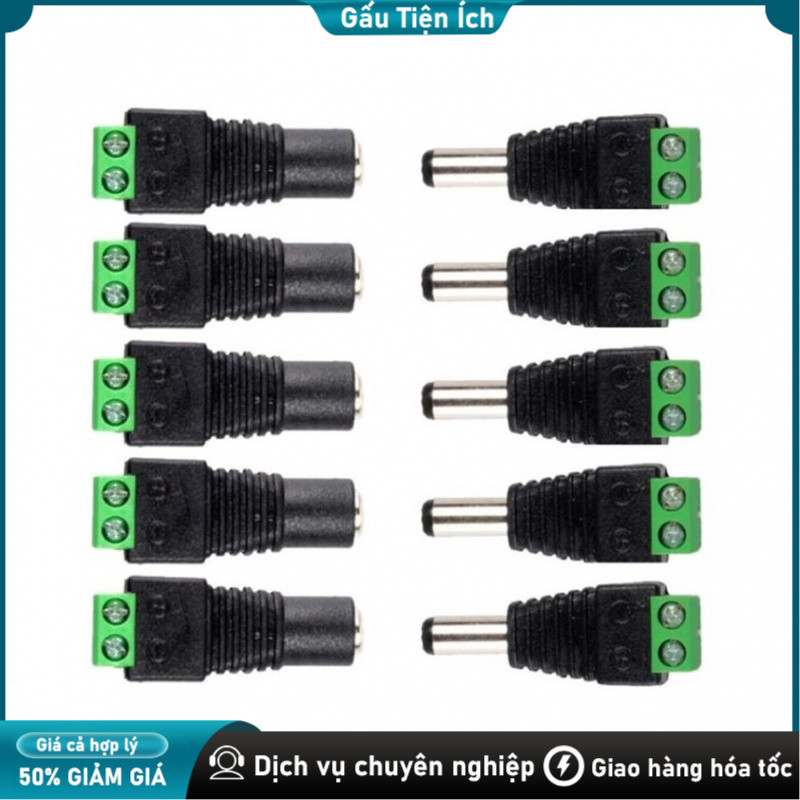 Đầu kết nối nguồn DC tải cao, dòng 5A cho nhiều thiết bị，Jack đực cái，Phích cắm DC，Loại Vặn Vít，Lõi Đồng loại tốt