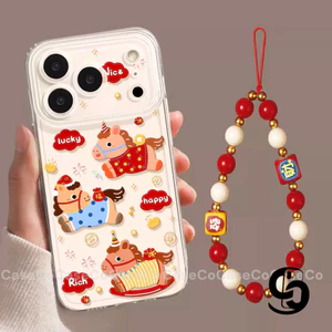 Cho Vivo Y04 Y19s Y91C Y36 Y29 Y20 Y17S Y03 Y22 Y29 Y16 Y91 Y27 Y17 Y28 Y21D Y31 Ốp điện thoại hình ngựa gỗ may mắn