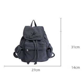 GC2 Hàn Quốc Giặt Và Cũ Denim Ba Lô Sao Biển Nhiều Túi Thường Ngày Dung Tích Lớn Học Sinh Túi CG2