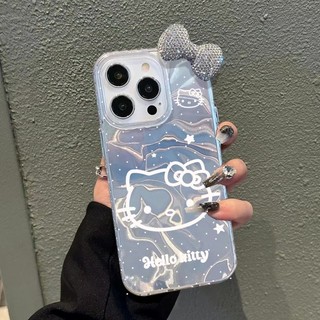 Ốp Lưng Hello Kitty Nơ Kim Cương 3D Cho Realme 15X 15T C71 14T C75X C61 C75 C63 15 13 Pro C65S Realme Note 70T 60X Cô Gái Hoạt Hình Nước Ripple Laser Vỏ Điện Thoại