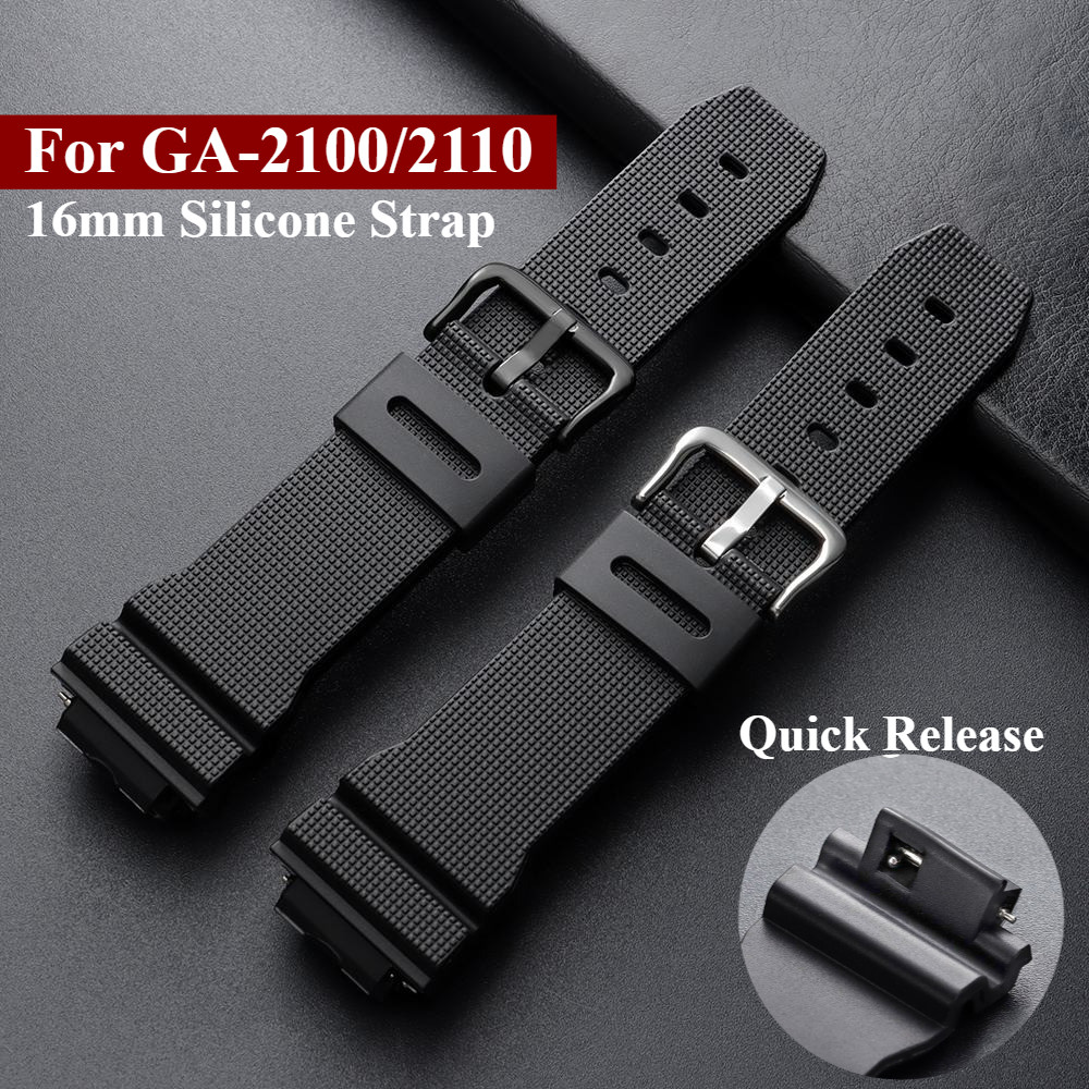 Dây đeo đồng hồ silicon phát hành nhanh cho Casio G-shock GA-2100 16mm Dây đồng hồ cao su bằng nhựa GA2110 GA2100 Phụ kiện đồng hồ đeo tay nam nữ