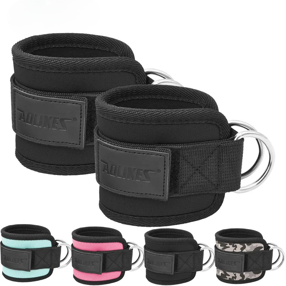 Vòng bít cổ tay có đệm có thể điều chỉnh Dây đeo đệm D-Ring Glute Kickback cho máy cáp, Lý tưởng cho các bài tập Glutes