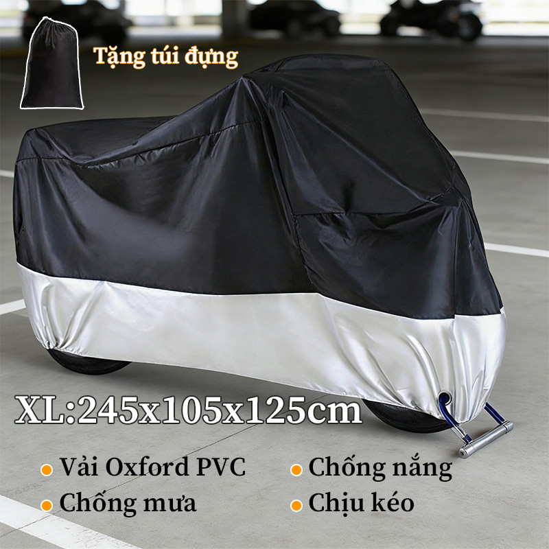 Bạt Phủ Xe Máy Chống Thấm Nước Toàn Thân Cao Cấp - Vải Dù 3 Lớp, Phủ Trùm Ôm Khít, Chống Mưa Nắng & Bụi