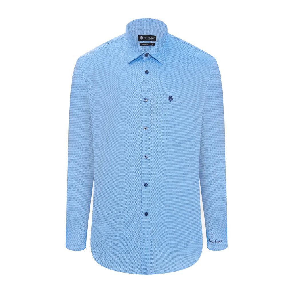 Áo sơ mi tay dài vạt tròn SAN SCIARO vải Cotton form REGULAR SS00000055