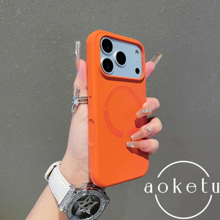 Hút từ tính silicon lỏng màu cam thích hợp cho iPhone 17, Promax, vỏ điện thoại Apple 16, sạc từ tính 15pro, 14 đơn giản, 13 vỏ chống rơi bao gồm tất cả