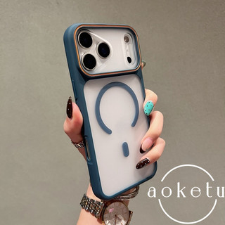 Ốp điện thoại từ tính mờ hình tròn tương phản cửa sổ lớn phù hợp cho iPhone 11 12 13 14 15 16 17 Pro max bán trong suốt bao gồm tất cả vỏ chống rơi