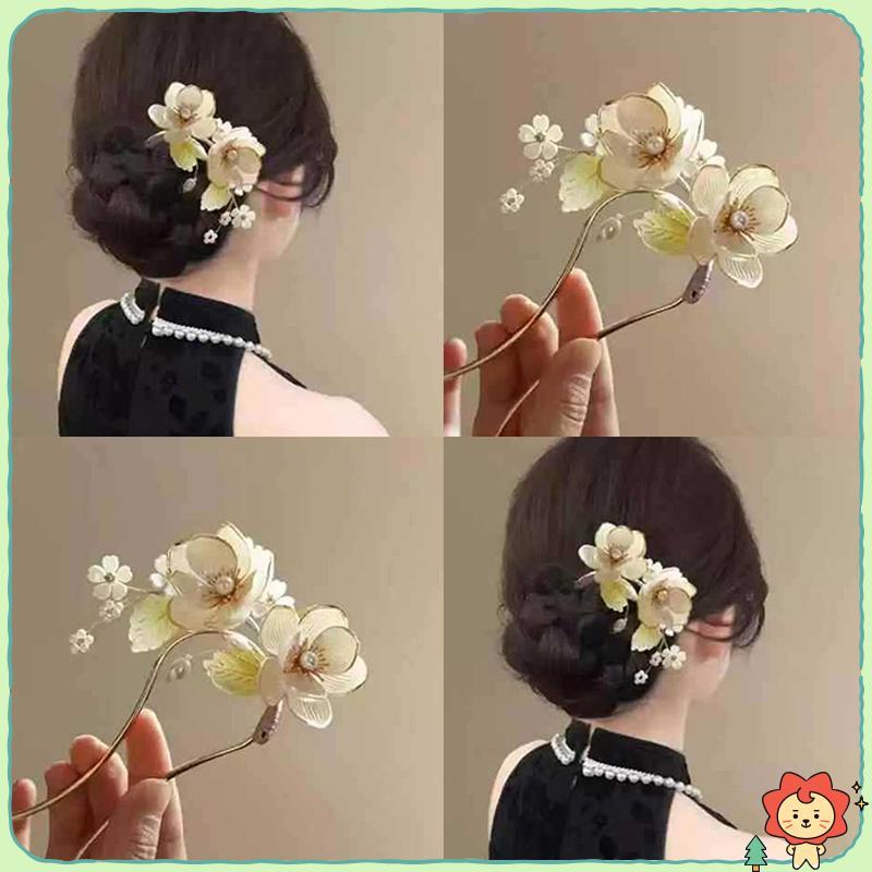 [Jielus] Kẹp tóc hợp kim cổ điển thanh lịch Thiết kế mộc lan Phụ kiện tóc Kiểu tóc Tăng cường Mũ trang trí Lược chải tóc
