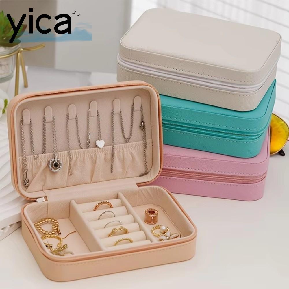Màn hình trang sức YICA, Dây kéo Hộp đựng trang sức vòng cổ di động, Hộp đựng nhẫn tinh tế bằng da PU Hộp đựng trang sức du lịch Nhẫn Quà tặng ngày lễ tình nhân
