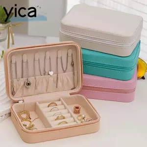 Màn hình trang sức YICA, Dây kéo Hộp đựng trang sức vòng cổ di động, Hộp đựng nhẫn tinh tế bằng da PU Hộp đựng trang sức du lịch Nhẫn Quà tặng ngày lễ tình nhân