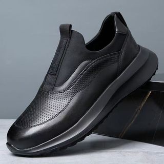 Giày Nam 3-4 Bốn Mùa Da Siêu Nhẹ Giày Đế Mềm Thấp Mũi Tròn Nhẹ Slip-On Giày Da Thường Ngày KGQS