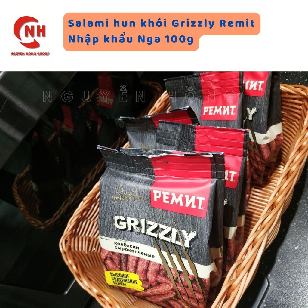Salami que hun khói Grizzly 100g , xúc xích ăn liền Nga Ăn Vặt Food Thức Ăn