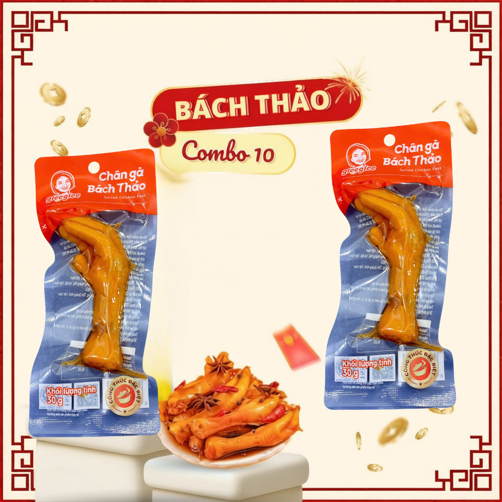 Combo Chân Gà Vị Bách Thảo Gleeglee 30g, chân gà ủ vị hàng Việt Nam thơm ngon