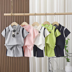 Quần Short ngắn tay bé trai Bộ đồ thể thao Áo polo Bộ đồ hai mảnh mùa hè 80-140 Size IF6W