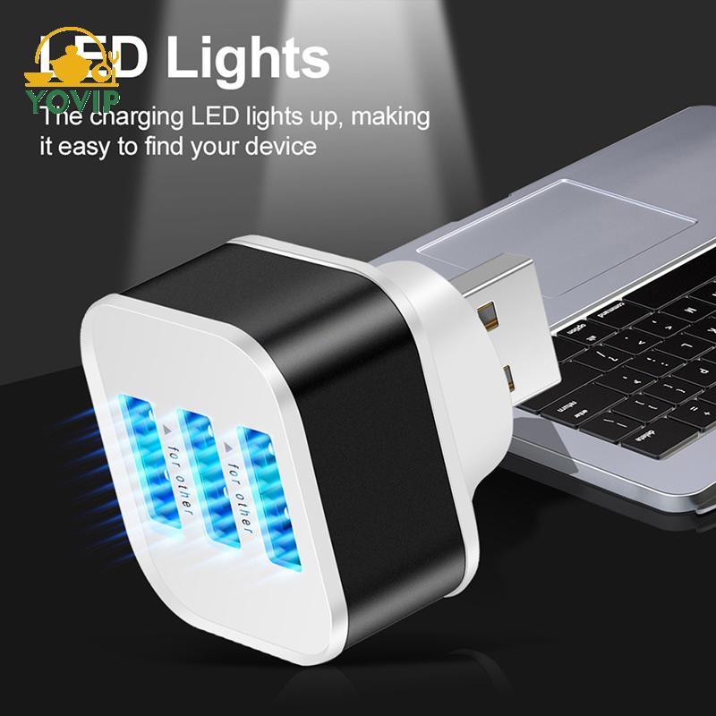 Bộ mở rộng sạc USB ô tô YOVIP 2.0 Bộ chia USB mở rộng 3 cổng có đèn báo cắm và chạy 3 trong 1 cho điện thoại thông minh Hub VN