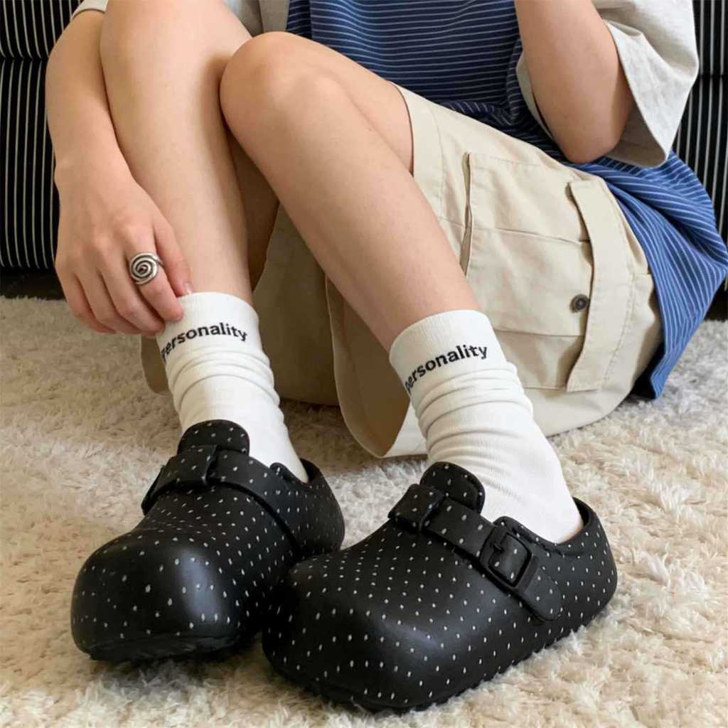 XIXITIAO Dép Nữ Chống Thấm Nước Mùa Hè Phong Cách Mới Đế Dày Dễ Thương Chấm Bi Thường Ngày Ngoài Trời