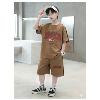 Bộ cộc tay bé trai chất cotton. Bộ đồ mùa hè bé trai 18-52kg.Quần áo hè bé trai mẫu chữ SLEEP . NL22