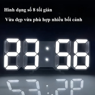 Đồng hồ báo thức thông minh 3D LED Treo tường để bàn Phát sáng khắc rỗng Trang trí bàn