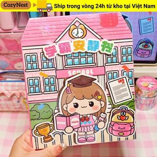 Nhãn dán sách yên tĩnh COZYNEST, Sách dán hoạt hình thủ công, Nhãn dán cảnh thu nhỏ PET giáo dục sáng tạo cho trẻ em